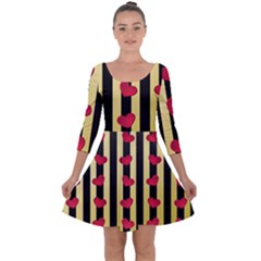 Love Heart Pattern Decoration Abstract Desktop Quarter Sleeve Skater Dress by Nexatart