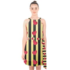 Love Heart Pattern Decoration Abstract Desktop Halter Collar Waist Tie Chiffon Dress by Nexatart