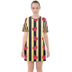 Love Heart Pattern Decoration Abstract Desktop Sixties Short Sleeve Mini Dress by Nexatart