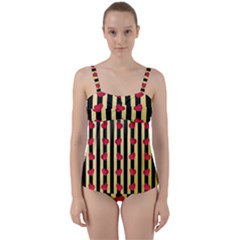 Love Heart Pattern Decoration Abstract Desktop Twist Front Tankini Set by Nexatart