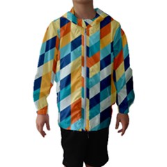 Geometric Retro Wallpaper Hooded Wind Breaker (kids) by Nexatart