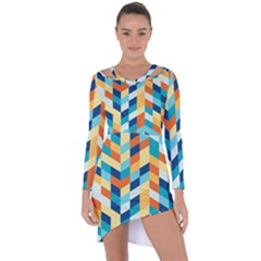 Geometric Retro Wallpaper Asymmetric Cut-out Shift Dress by Nexatart