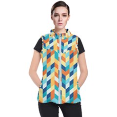 Geometric Retro Wallpaper Women s Puffer Vest by Nexatart