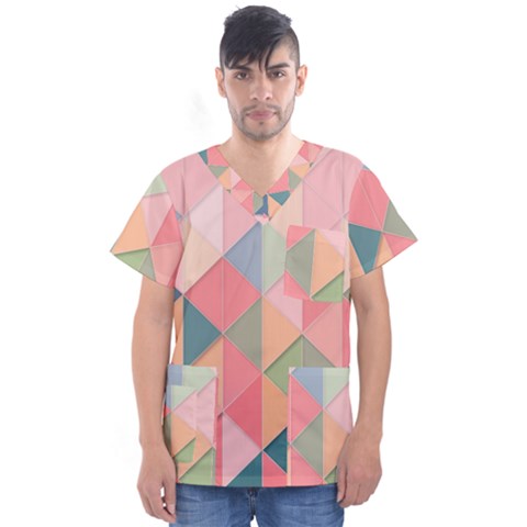 Background Geometric Triangle Men s V-neck Scrub Top by Nexatart