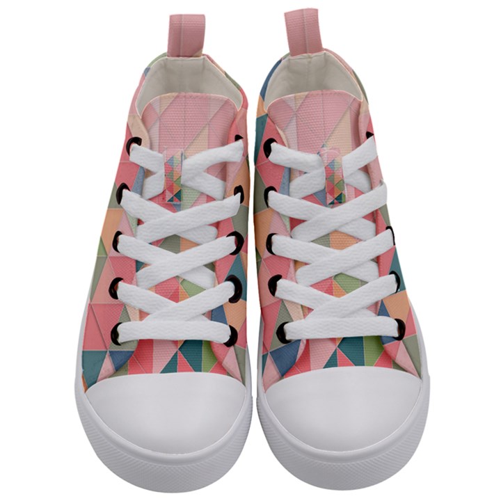 Background Geometric Triangle Kid s Mid-Top Canvas Sneakers