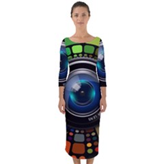 Lens Photography Colorful Desktop Quarter Sleeve Midi Bodycon Dress by Nexatart