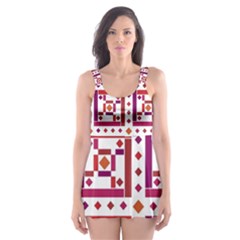 Background Abstract Square Skater Dress Swimsuit by Nexatart