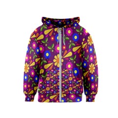 Flower Pattern Illustration Background Kids  Zipper Hoodie by Nexatart