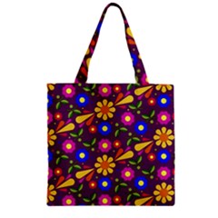 Flower Pattern Illustration Background Zipper Grocery Tote Bag by Nexatart