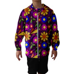 Flower Pattern Illustration Background Hooded Wind Breaker (kids) by Nexatart