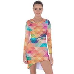 Texture Background Squares Tile Asymmetric Cut-out Shift Dress