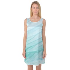 Blue Texture Seawall Ink Wall Painting Sleeveless Satin Nightdress by Nexatart