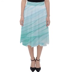 Blue Texture Seawall Ink Wall Painting Folding Skater Skirt by Nexatart