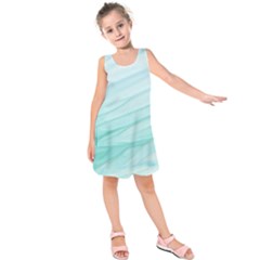 Blue Texture Seawall Ink Wall Painting Kids  Sleeveless Dress by Nexatart