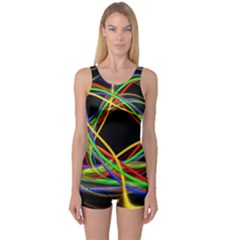 Ball Abstract Pattern Lines One Piece Boyleg Swimsuit by Nexatart