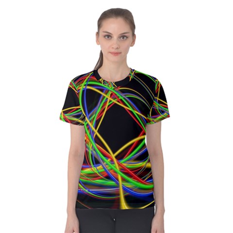 Ball Abstract Pattern Lines Women s Cotton Tee by Nexatart