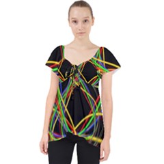 Ball Abstract Pattern Lines Lace Front Dolly Top by Nexatart