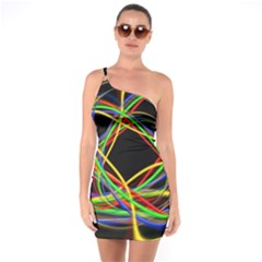 Ball Abstract Pattern Lines One Soulder Bodycon Dress by Nexatart