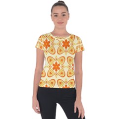 Background Floral Forms Flower Short Sleeve Sports Top  by Nexatart