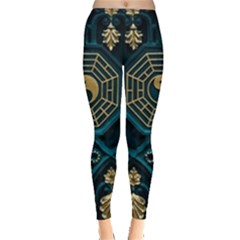 Ying Yang Abstract Asia Asian Background Leggings  by Nexatart