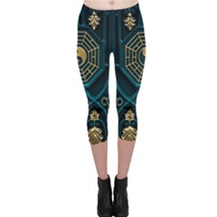 Ying Yang Abstract Asia Asian Background Capri Leggings  by Nexatart