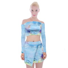 Background Art Abstract Watercolor Off Shoulder Top With Mini Skirt Set by Nexatart