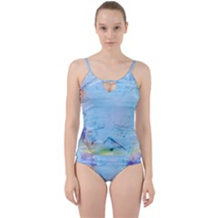 Background Art Abstract Watercolor Cut Out Top Tankini Set