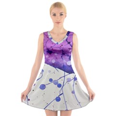 Art Painting Abstract Spots V-neck Sleeveless Skater Dress by Nexatart