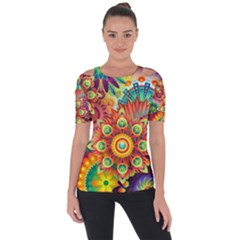 Colorful Abstract Background Colorful Short Sleeve Top by Nexatart