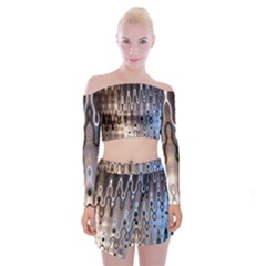 Wallpaper Steel Industry Off Shoulder Top With Mini Skirt Set by Nexatart