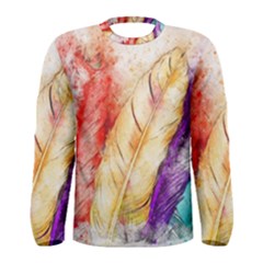 Feathers Bird Animal Art Abstract Men s Long Sleeve Tee by Nexatart