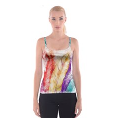 Feathers Bird Animal Art Abstract Spaghetti Strap Top by Nexatart