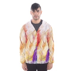 Feathers Bird Animal Art Abstract Hooded Wind Breaker (men) by Nexatart