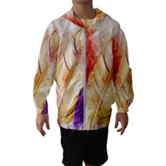 Feathers Bird Animal Art Abstract Hooded Wind Breaker (kids) by Nexatart