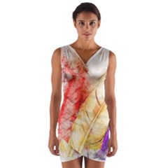 Feathers Bird Animal Art Abstract Wrap Front Bodycon Dress by Nexatart