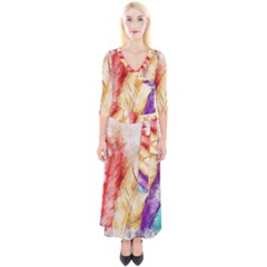 Feathers Bird Animal Art Abstract Quarter Sleeve Wrap Maxi Dress by Nexatart