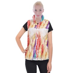 Feathers Bird Animal Art Abstract Women s Button Up Puffer Vest by Nexatart