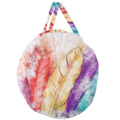 Feathers Bird Animal Art Abstract Giant Round Zipper Tote by Nexatart