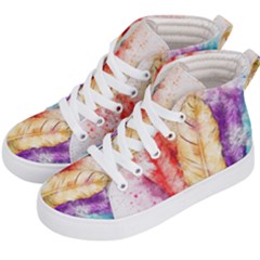 Feathers Bird Animal Art Abstract Kid s Hi-top Skate Sneakers by Nexatart