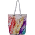 Feathers Bird Animal Art Abstract Full Print Rope Handle Tote (Small) View1