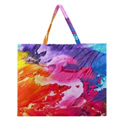 Abstract Art Background Paint Zipper Large Tote Bag by Nexatart