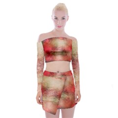 Background Art Abstract Watercolor Off Shoulder Top With Mini Skirt Set by Nexatart