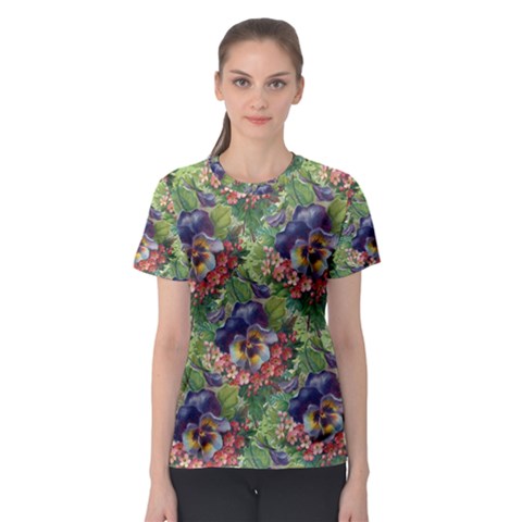 Background Square Flower Vintage Women s Sport Mesh Tee by Nexatart