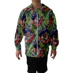 Background Square Flower Vintage Hooded Wind Breaker (kids) by Nexatart