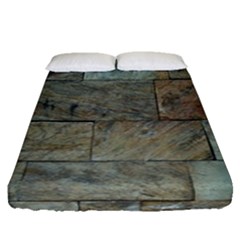 Wall Stone Granite Brick Solid Fitted Sheet (queen Size) by Nexatart