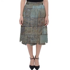 Wall Stone Granite Brick Solid Folding Skater Skirt by Nexatart