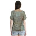 Wall Stone Granite Brick Solid V-Neck Flutter Sleeve Top View2