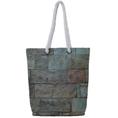 Wall Stone Granite Brick Solid Full Print Rope Handle Tote (small) by Nexatart