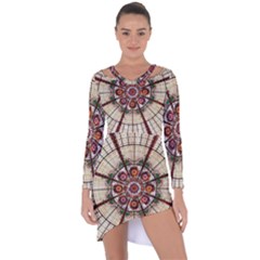 Pattern Round Abstract Geometric Asymmetric Cut-out Shift Dress by Nexatart