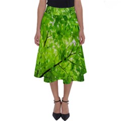 Green Wood The Leaves Twig Leaf Texture Perfect Length Midi Skirt by Nexatart